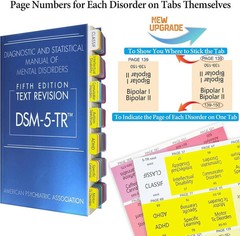 DSM-5-TR 2022 Tab Set – Full Color, Laminated & Easy to Apply, 80 Tabs