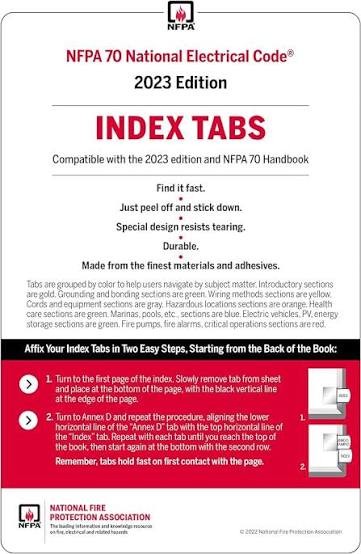NFPA 70 2023, Self-Adhesive Index Tab