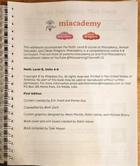 Miacademy Workbook: Math Level B Units 4-8 Spiral Bound Homeschooling
