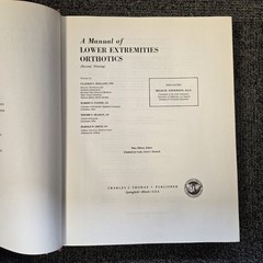 Manual of Lower Extremities Orthotics Hardcover 1977 2nd Printing Miles Anderson