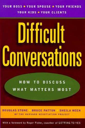 Difficult Conversations: How to Discuss What Matters Most – Hardcover – GOOD