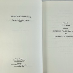 The Will In Human Learning Russell A. Peterson HC Psychology Book Vtg 1977