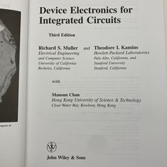 Device Electronics for Integrated Circuits HC 3rd Edition Muller Kamins Chan VGC